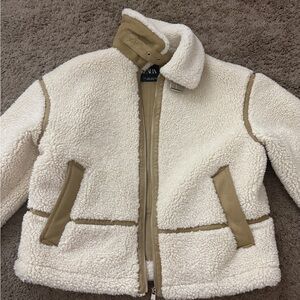 Zara Cream and Tan Teddy Jacket